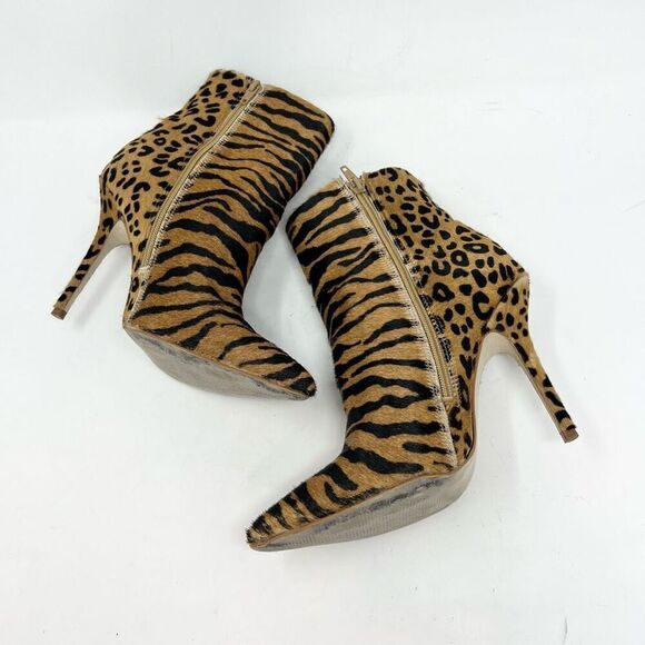 Steve Madden Ashton Boots Womens 8 Leather Pointed Toe Tiger Print Heeled - Picture 6 of 11